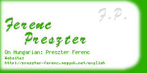ferenc preszter business card